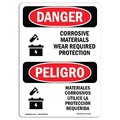 Signmission Safety Sign, OSHA Danger, 24" Height, Aluminum, Corrosive Materials Bilingual Spanish OS-DS-A-1824-VS-1107